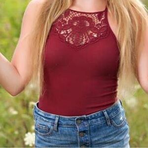 Hollister Burgundy Lace Bodysuit
